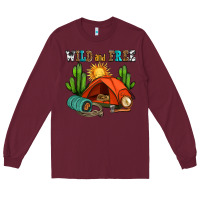 Burgundy wild and free camp Long Sleeve Tee - AdoDesignShop