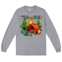 Heather Grey wild and free camp Long Sleeve Tee - AdoDesignShop