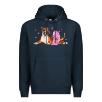 Navy boxer dog with tutu Premium Hoodie - LillyAllenDesigns