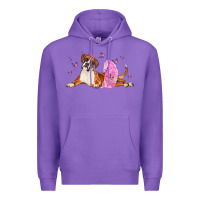Purple boxer dog with tutu Premium Hoodie - LillyAllenDesigns