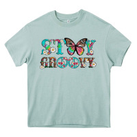 Arona stay groovy with butterfly peace sign and flowers Heavy Core Tee - Artiststas