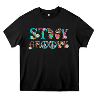 Stay Groovy With Butterfly Peace Sign And Flowers Heavy Core Tee | Teevron