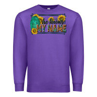 Purple he knows my name isaiah 43 1 Premium Sweatshirt - NancyCooperArtShop