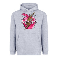 Heather Grey teacher lightning bolt valentine s day Heavyweight Hoodie - MaliasSmallBusiness