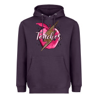 Plum teacher lightning bolt valentine s day Heavyweight Hoodie - MaliasSmallBusiness