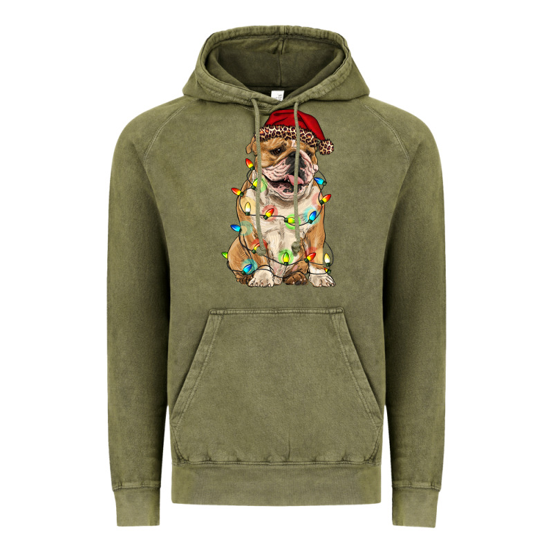 Christmas Bulldog Vintage Hoodie by RanaPortraitStore | Teevron