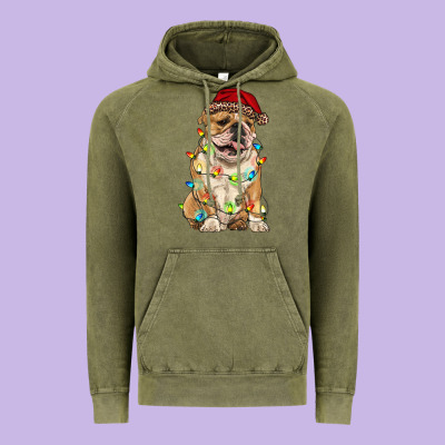 Christmas Bulldog Vintage Hoodie Designed By Ranaportraitstore