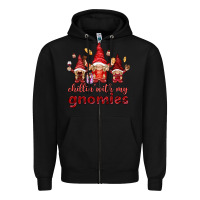 Black chilling with my gnomies Zipper Hoodie - NancyCooperArtShop