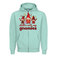 Seafoam chilling with my gnomies Zipper Hoodie - NancyCooperArtShop
