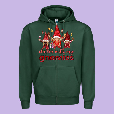 Chilling With My Gnomies Zipper Hoodie Designed By Nancycooperartshop