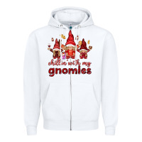 White chilling with my gnomies Zipper Hoodie - NancyCooperArtShop