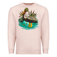 Pale Pink fishing pelican camp Premium Sweatshirt - NancyCooperArtShop