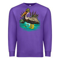 Purple fishing pelican camp Premium Sweatshirt - NancyCooperArtShop
