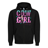 Black cowgirl sassy with pink cowgirl Zipper Hoodie - NancyCooperArtShop