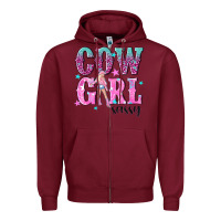 Burgundy cowgirl sassy with pink cowgirl Zipper Hoodie - NancyCooperArtShop