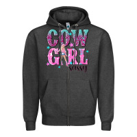 Charcoal Heather cowgirl sassy with pink cowgirl Zipper Hoodie - NancyCooperArtShop