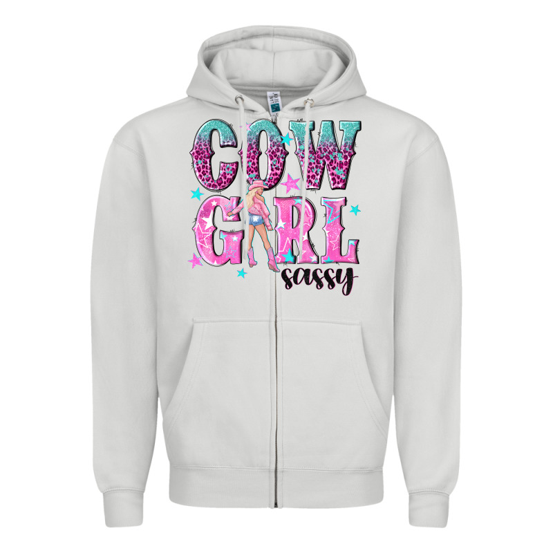 Cowgirl Sassy With Pink Cowgirl Zipper Hoodie by NancyCooperArtShop | Teevron