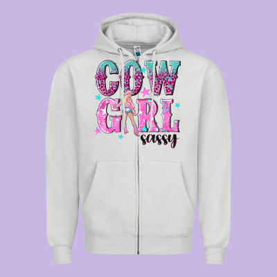 Cowgirl Sassy With Pink Cowgirl Zipper Hoodie Designed By Nancycooperartshop