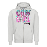 Dove Grey cowgirl sassy with pink cowgirl Zipper Hoodie - NancyCooperArtShop