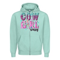 Seafoam cowgirl sassy with pink cowgirl Zipper Hoodie - NancyCooperArtShop
