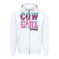 White cowgirl sassy with pink cowgirl Zipper Hoodie - NancyCooperArtShop