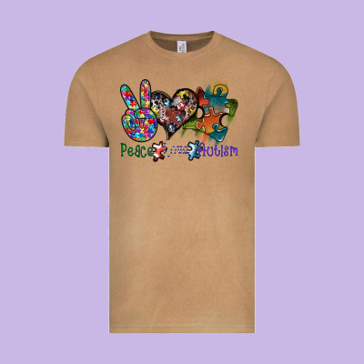 Peace Love Autism Vintage Tee Designed By Sublimationcraftshop