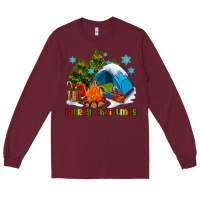 Burgundy merry Christmas camp Long Sleeve Tee - AdoDesignShop