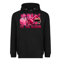 Black Tis' the season Football Breast Cancer Heavyweight Hoodie - NancyCooperArtShop