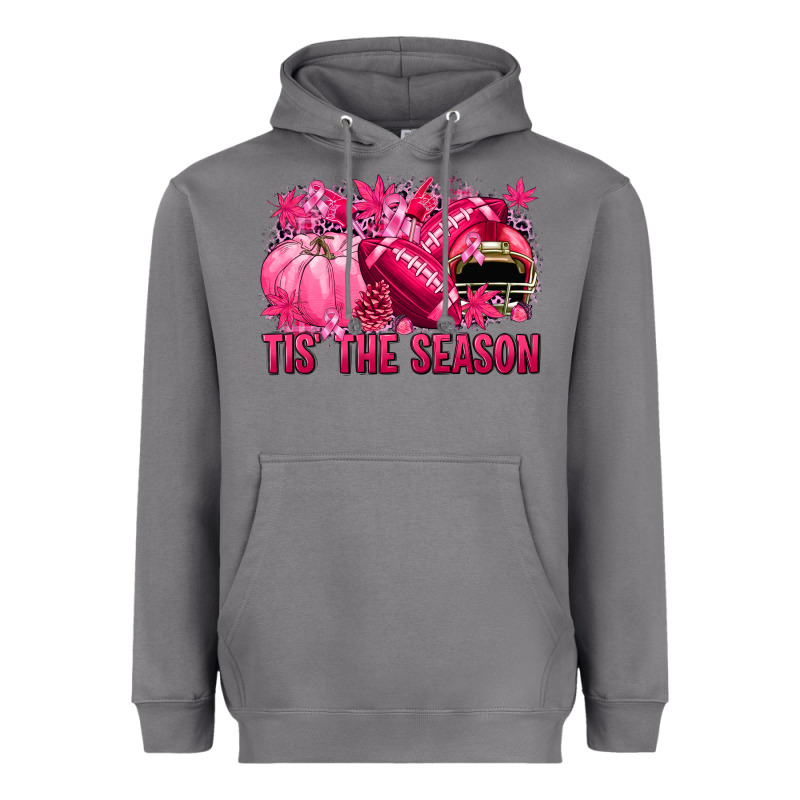 Tis' The Season Football Breast Cancer Heavyweight Hoodie by NancyCooperArtShop | Teevron