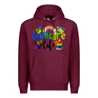 Burgundy Childcare Life Premium Hoodie - LillyAllenDesigns
