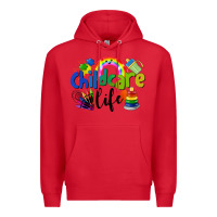 Red Childcare Life Premium Hoodie - LillyAllenDesigns