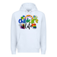 White Childcare Life Premium Hoodie - LillyAllenDesigns