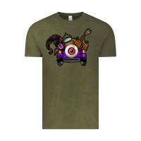 Vintage Olive Halloween Truck Vintage Tee - CowhideDigitalArt