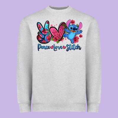 Peace Love Stitch Heavyweight Sweatshirt Designed By Zillion Design Studio
