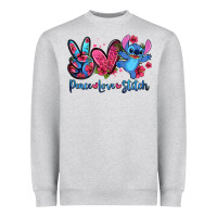 Heather Grey peace love stitch Heavyweight Sweatshirt - Zillion Design Studio