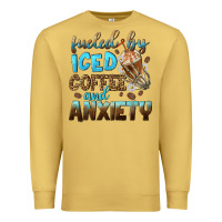 Antique Gold fueled by iced coffee and anxiety Premium Sweatshirt - NancyCooperArtShop