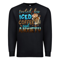 Black fueled by iced coffee and anxiety Premium Sweatshirt - NancyCooperArtShop
