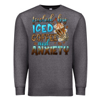 Charcoal Heather fueled by iced coffee and anxiety Premium Sweatshirt - NancyCooperArtShop