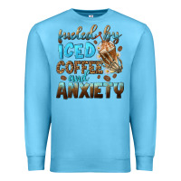 Ocean Blue fueled by iced coffee and anxiety Premium Sweatshirt - NancyCooperArtShop