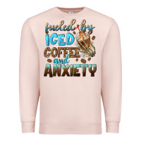 Pale Pink fueled by iced coffee and anxiety Premium Sweatshirt - NancyCooperArtShop