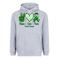 Heather Grey Peace love cure Liver Cancer Heavyweight Hoodie - NancyCooperArtShop