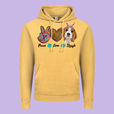 Peace Love Beagle Vintage Hoodie Designed By Ranaportraitstore