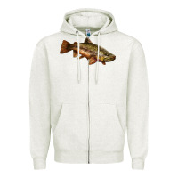 Oatmeal Heather brown trout Zipper Hoodie - LillyAllenDesigns