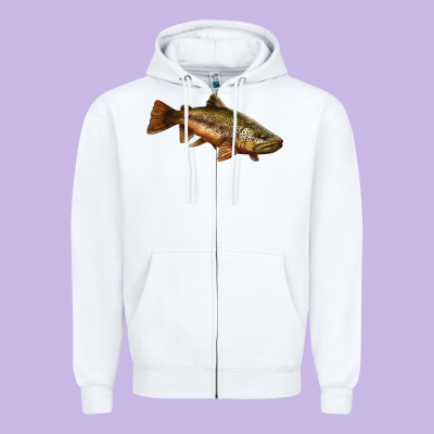 Brown Trout Zipper Hoodie Designed By Lillyallendesigns