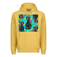 Antique Gold Chimpanzee And Banana Premium Hoodie - LillyAllenDesigns