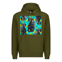 Army Green Chimpanzee And Banana Premium Hoodie - LillyAllenDesigns