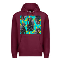 Burgundy Chimpanzee And Banana Premium Hoodie - LillyAllenDesigns