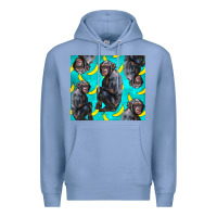 Colony Blue Chimpanzee And Banana Premium Hoodie - LillyAllenDesigns