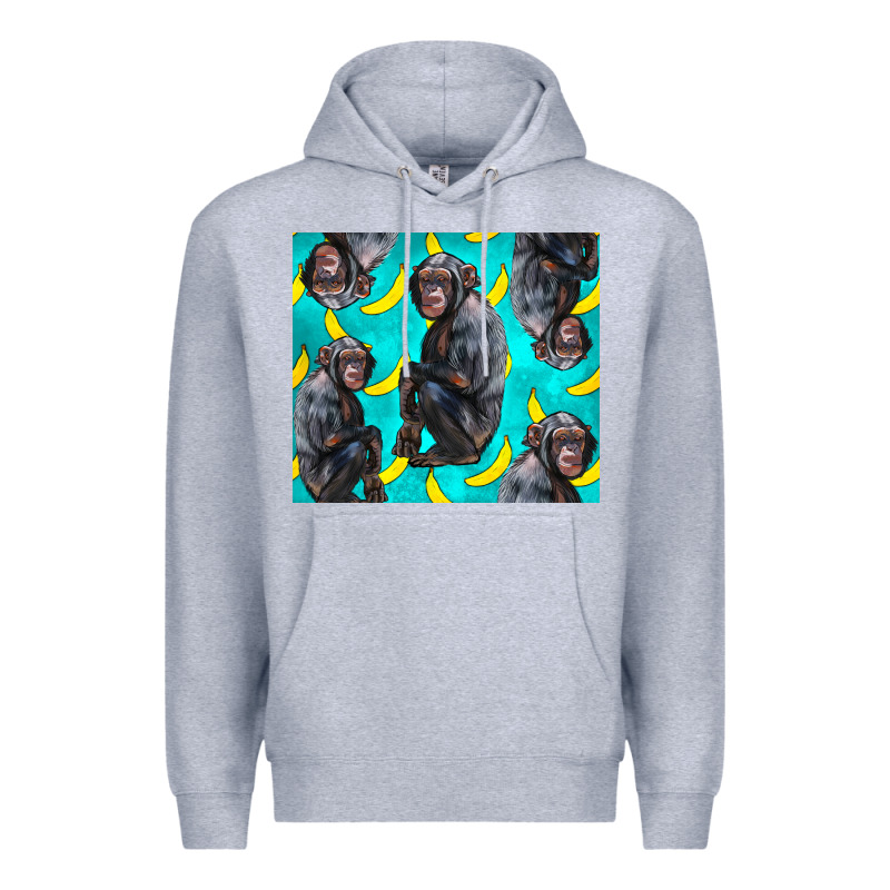 Chimpanzee And Banana Premium Hoodie by LillyAllenDesigns | Teevron