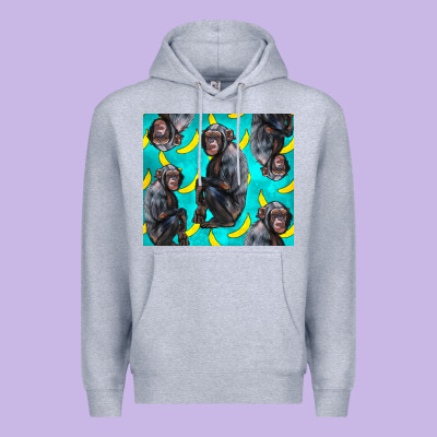 Chimpanzee And Banana Premium Hoodie Designed By Lillyallendesigns